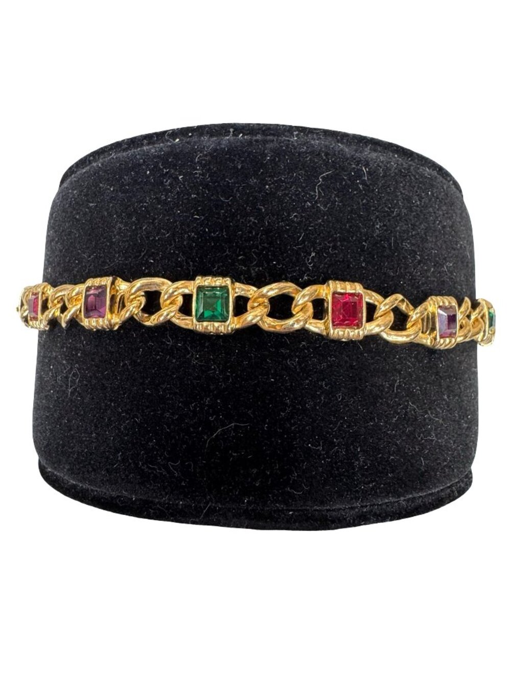 Vintage Swarovski Multicolor Crystal Tennis Bracelet Gold-Tone 7" Classic Style